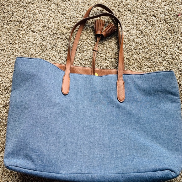 Large blue canvas tote bag - Picture 1 of 4